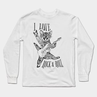 I love rock and roll and black cats rock on, you rock ASL Long Sleeve T-Shirt